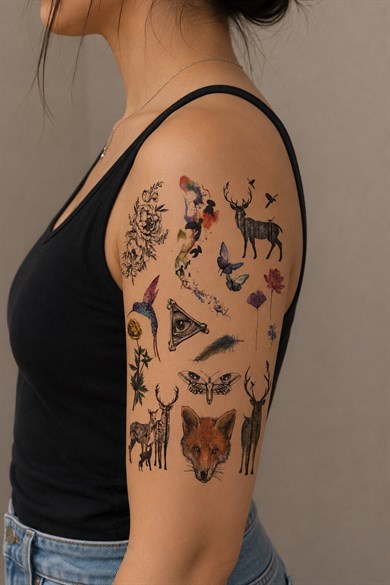 Karışık Minimal Hayvanlar Geçici Dövme Tattoo
