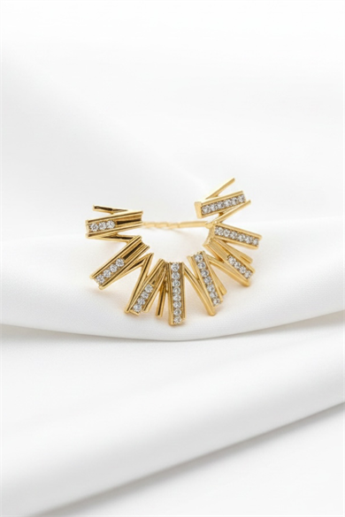 Altın Renk Taşlı Tx Ear Cuff/Kulak Aksesuarı (Tek)
