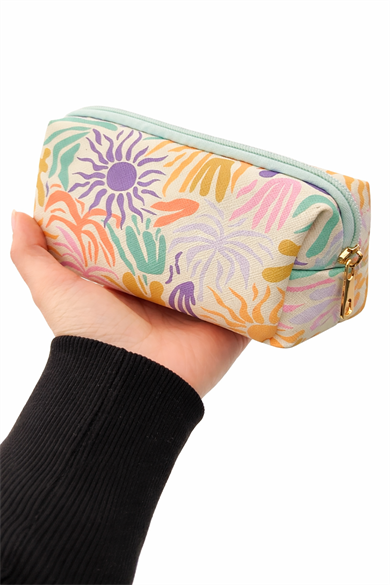 Karışık Renk Desenli Makyaj Çantası