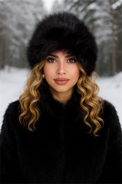 Siyah Renk Peluş Şapka