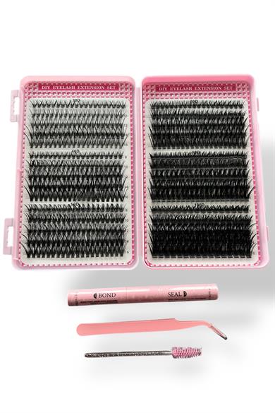 Siyah Renk Yapıştırıcılı / Tutma Aparatlı Doğal Görünümlü İpek Kirpik Set