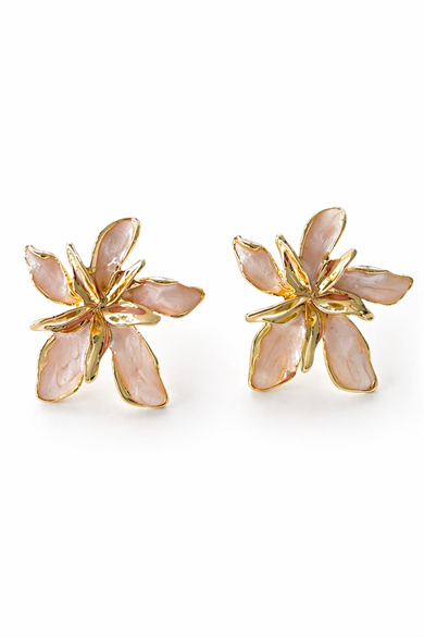 Altın Renk Çiçek Figürlü Küpe (Çift)