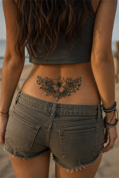 Çiçekli Sonradan Kararan Yarı Kalıcı Geçici Dövme Tattoo