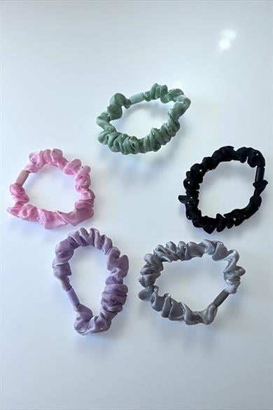 5li Karışık Renk Taş Detaylı Lastik Toka Set