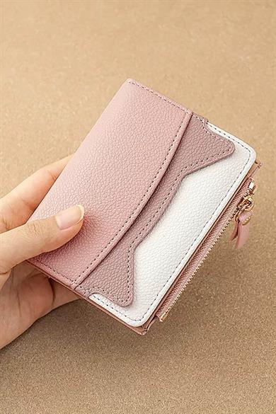Pembe Renk Kadın Deri Cüzdan/Kartlık