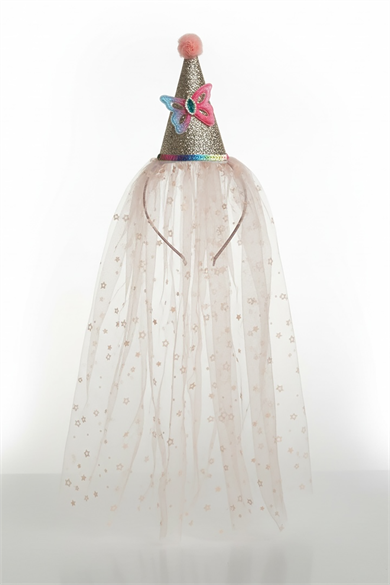 Pembe Renk Şapka Figürlü Tül Detaylı Çocuk Taç