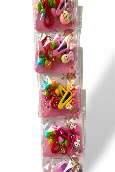 6lı Karışık Renk Karışık Figürlü Lastik Ve Yan Toka Set 
