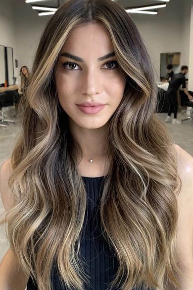 Heat Resistant Half Moon Hair Clip Hair Brown Ombre / Wavy / 60 Cm / 110 Gr / HT2T27