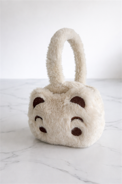 Krem Renk Ayıcık Figürlü Peluş Kulaklık