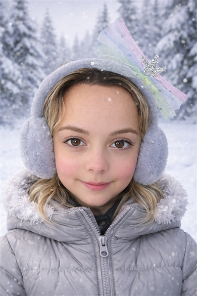 Gri Renk Kurdele Figürlü Peluş Kulaklık