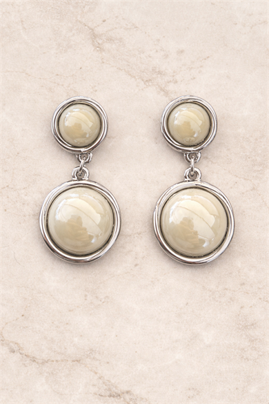 Gümüş Renk İnci Detaylı Küpe (Çift)