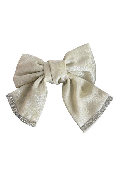 Krem Renk Kurdele Figürlü Taş Detaylı Otomat Toka