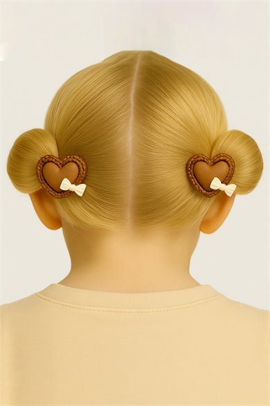 Kahve Renk Kalp Figürlü Lastik Toka