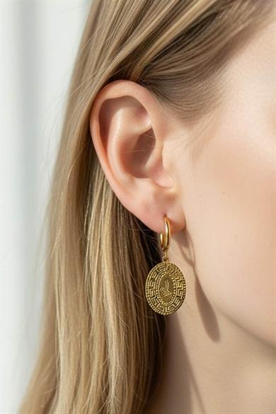 Altın Renk Tuğra Figürlü Çelik Küpe (Çift)