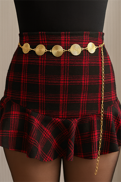 Altın Renk Yuvarlak Detaylı Zincir Kemer