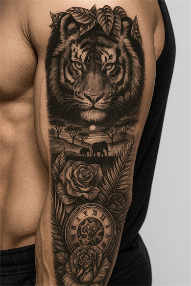 Aslan Figürlü 12 Saat Sonra Kararan Geçici Kol Dövme Tattoo