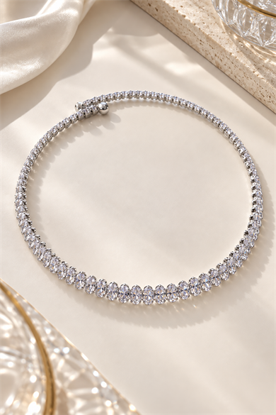 Gümüş Renk Choker Kolye