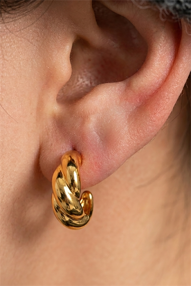 Altın Renk Burgu Detaylı Çelik Küpe (Çift)