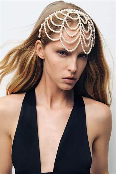 Beyaz Renk İnci Detaylı Gelin/Kına/Nişan/Bride Tasarım Taç