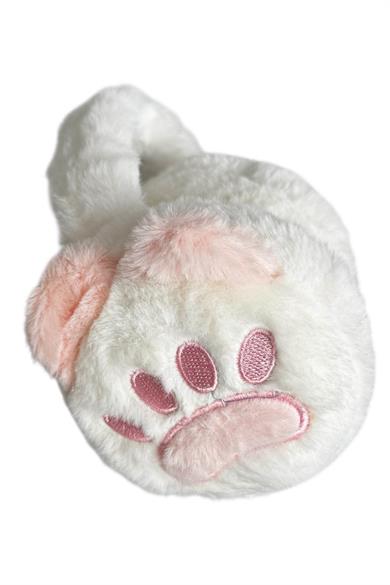 Beyaz Ve Pembe Renk Pati Figürlü Peluş Kulaklık