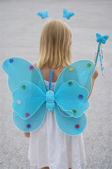 Mavi Renk Kanat /Asa /Taç Set