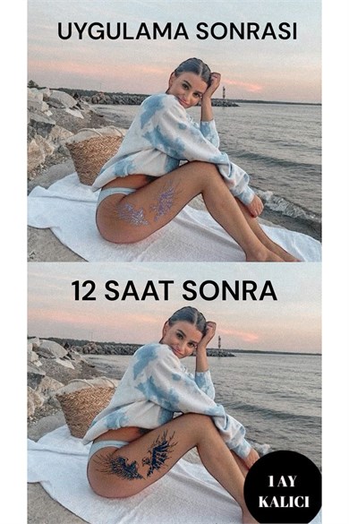 Kanat Figürlü Sonradan Kararan Yarı Kalıcı Geçici Dövme Tattoo