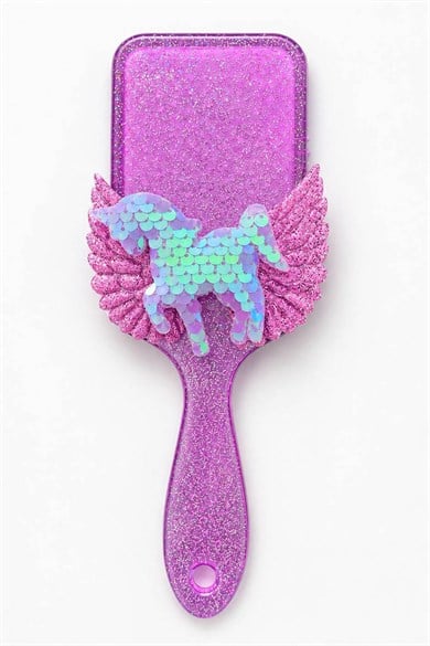 Mor Renk Simli Unicorn  Figürlü Saç Tarama Fırçası/Tarak