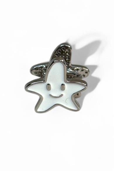 Gümüş Renk Yıldız Figürlü Çift Taraflı 14K Altın Kaplama Ear Cuff (Tek)