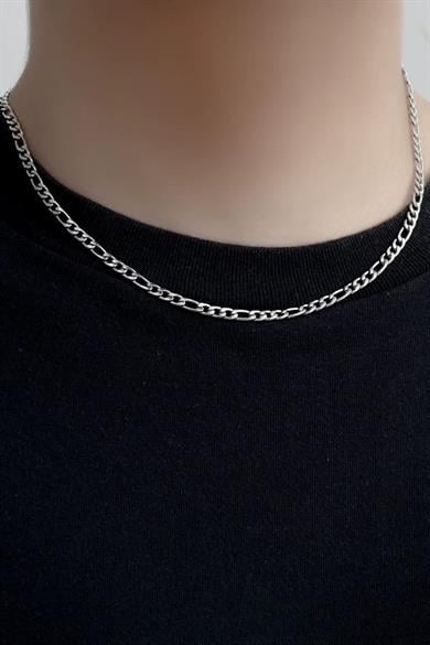 Gümüş Renk Erkek Zincir Çelik Kolye (55cm)