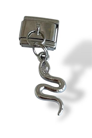 Gümüş Renk Yılan Figürlü Çelik Nomination Charm (Tek)