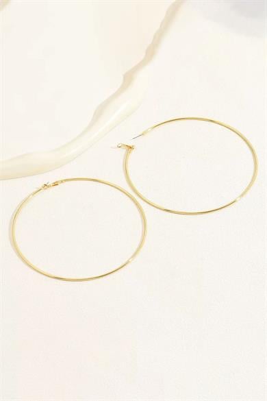 Altın Renk Çelik Halka Küpe 100Mm (Çift)