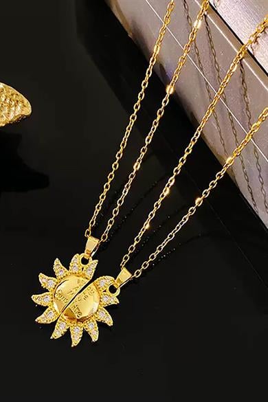 Altı Renk Güneş Figürlü İkili Çelik Çift/ Best Friend Kolyesi