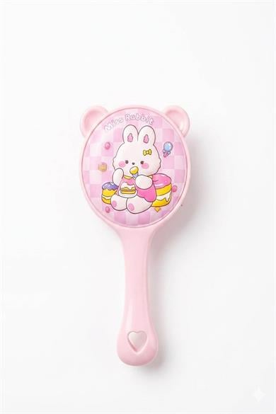 Pembe Renk Tavşan Figürlü Çocuk Saç Tarama Fırçası/Tarak