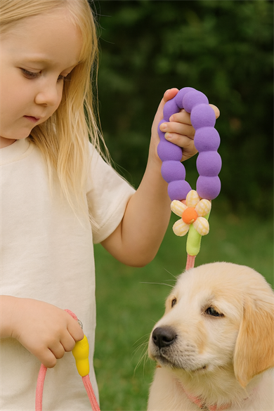 Karışık Renk Çiçek Figürlü İpli Kedi Köpek Tasması