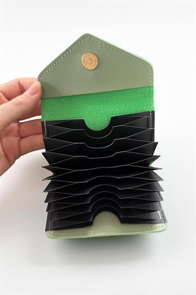 Yeşil Renk Deri Kadın Cüzdan/ Kartlık