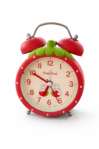 Kırmızı Renk Mini Dekoratif Işıklı Alarmlı Yuvarlak Masa Saati