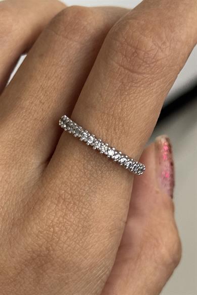 24lü Gümüş Renk Taş Detaylı Yüzük Set