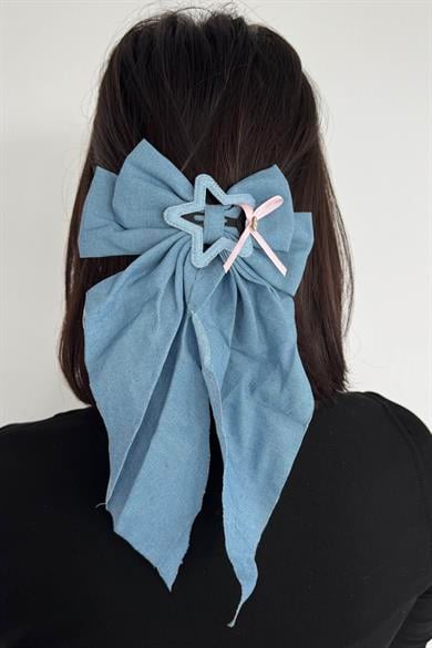 Mavi Renk Yıldız Figürlü Kurdele Otomat Toka