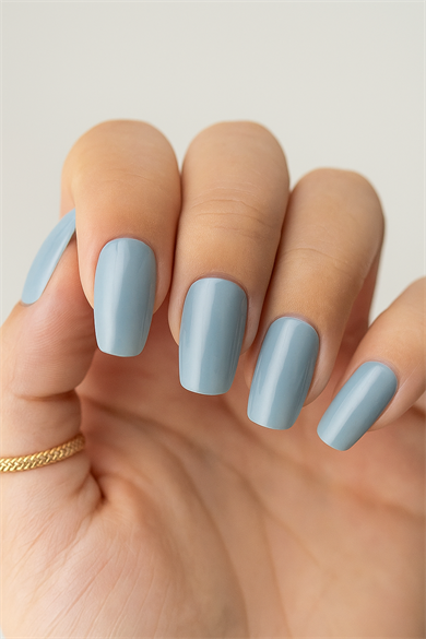 12li Mavi Renk Kedi Gözü Yansımal Takma Tırnak Set (Yapıştırıcılı)