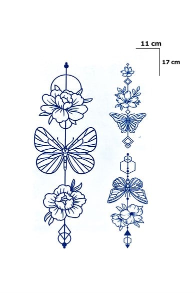 Çiçekli Sonradan Kararan Yarı Kalıcı Geçici Dövme Tattoo