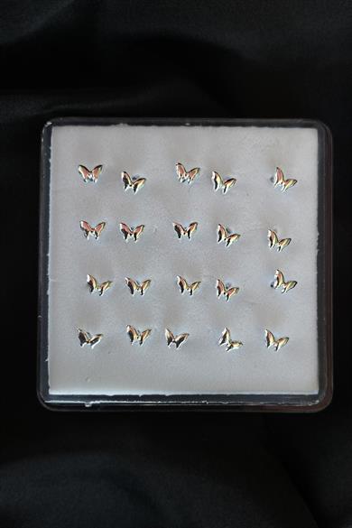 20li Gümüş Renk Kelebek Figürlü Hızma Set