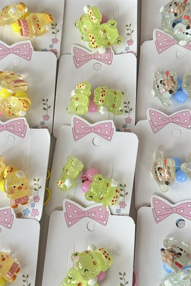 20li Karışık Renk Hayvan Figürlü Lastik Toka Set