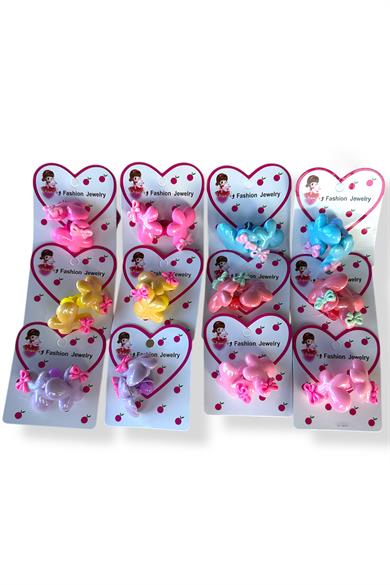 12li Karışık Renk Kelebek Figürlü Lastik Toka Set