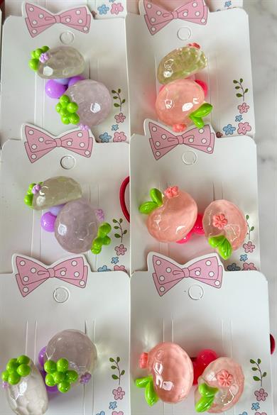 20li Karışık Renk Meyve Figürlü Lastik Toka Set