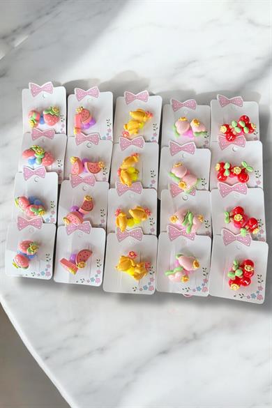 20li Karışık Renk Meyve Figürlü Lastik Toka Set