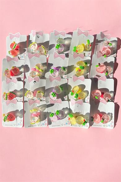 20li Karışık Renk Meyve Figürlü Lastik Toka Set