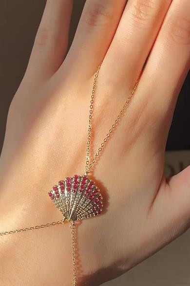 Altın Renk Deniz Kabuğu Figürlü 14K Altın Kaplama TX Şahmeran