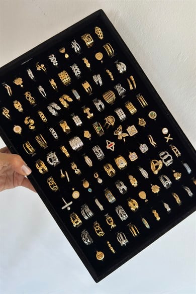 100lü Karışık Renk Ayarlanabilir Stantlı Yüzük Set