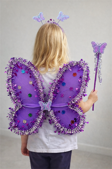 Mor Renk Kanat /Asa /Taç Set