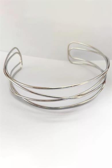 Gümüş Renk Metal Choker Kolye